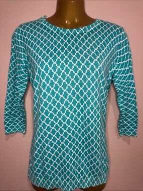 OLD NAVY Women’s Teal Patterned 3/4 Sleeve Summer Sweater, Size M, EUC